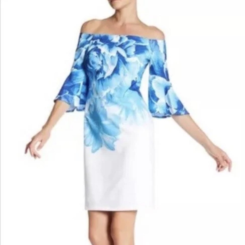 NWT Donna Ricco Blue and White Floral Dress, Size 6